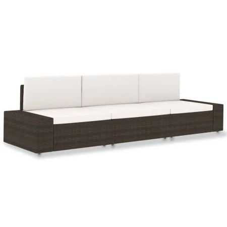 Sofá seccional de 3 plazas de ratán sintético marrón de vidaXL, Sofás modulares de exterior - Ref: Foro24-49516, Precio: 336,...