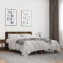 Estructura cama madera ingeniería metal roble ahumado 135x190cm de vidaXL, Camas y somieres - Ref: Foro24-3280124, Precio: 14...