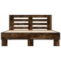 Estructura cama madera ingeniería metal roble ahumado 135x190cm de vidaXL, Camas y somieres - Ref: Foro24-3280124, Precio: 14...