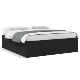 Estructura de cama madera de ingeniería negra 200x200 cm de vidaXL, Camas y somieres - Ref: Foro24-3280896, Precio: 164,64 €,...