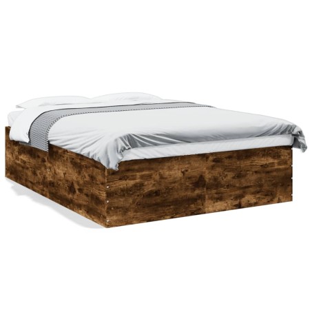 Estructura de cama madera de ingeniería roble ahumado 160x200cm de vidaXL, Camas y somieres - Ref: Foro24-3280913, Precio: 15...