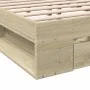 Sonoma oak engineered wood bed with drawers 140x200 cm by vidaXL, Beds and slatted bases - Ref: Foro24-3280750, Price: 162,73...