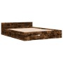 Cama con cajones madera de ingeniería roble ahumado 140x200 cm de vidaXL, Camas y somieres - Ref: Foro24-3280752, Precio: 190...