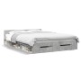 Cama con cajones madera ingeniería gris hormigón 140x190 cm de vidaXL, Camas y somieres - Ref: Foro24-3280765, Precio: 186,95...