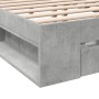 Cama con cajones madera ingeniería gris hormigón 140x190 cm de vidaXL, Camas y somieres - Ref: Foro24-3280765, Precio: 186,95...