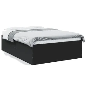 Black engineered wood bed frame 135x190 cm by vidaXL, Beds and slatted bases - Ref: Foro24-3280945, Price: 142,73 €, Discount: %