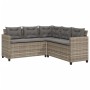 Sofá de jardín en forma de L con mesa y cojines ratán PE gris de vidaXL, Conjuntos de jardín - Ref: Foro24-369049, Precio: 33...