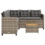 Sofá de jardín en forma de L con mesa y cojines ratán PE gris de vidaXL, Conjuntos de jardín - Ref: Foro24-369049, Precio: 33...