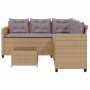 Sofá de jardín en forma de L con mesa y cojines ratán PE beige de vidaXL, Conjuntos de jardín - Ref: Foro24-369042, Precio: 2...
