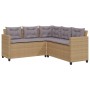 Sofá de jardín en forma de L con mesa y cojines ratán PE beige de vidaXL, Conjuntos de jardín - Ref: Foro24-369042, Precio: 2...