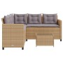 Sofá de jardín en forma de L con mesa y cojines ratán PE beige de vidaXL, Conjuntos de jardín - Ref: Foro24-369042, Precio: 2...