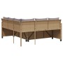 Sofá de jardín en forma de L con mesa y cojines ratán PE beige de vidaXL, Conjuntos de jardín - Ref: Foro24-369042, Precio: 2...