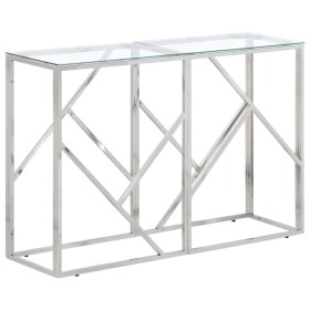 Mesa consola acero inoxidable plateado y vidrio templado de vidaXL, Mesas auxiliares - Ref: Foro24-349993, Precio: 151,24 €, ...
