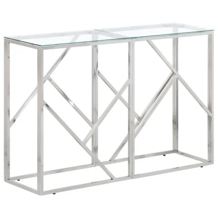 Console table silver stainless steel and tempered glass by vidaXL, Side tables - Ref: Foro24-349993, Price: 145,47 €, Discoun...