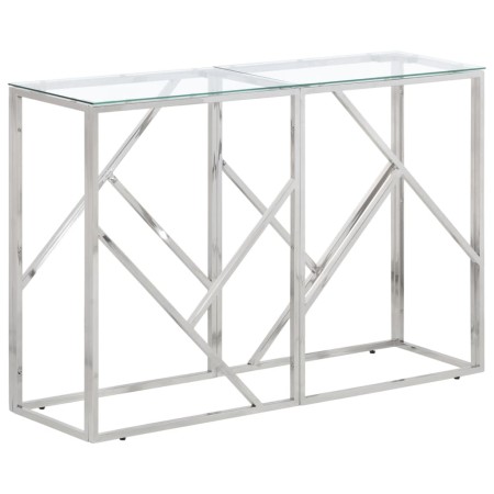 Mesa consola acero inoxidable plateado y vidrio templado de vidaXL, Mesas auxiliares - Ref: Foro24-349993, Precio: 151,24 €, ...