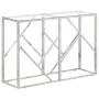 Console table silver stainless steel and tempered glass by vidaXL, Side tables - Ref: Foro24-349993, Price: 145,47 €, Discoun...