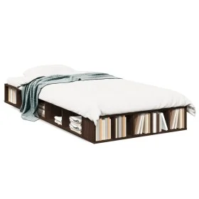 Estructura de cama madera de ingeniería marrón roble 90x190 cm de vidaXL, Camas y somieres - Ref: Foro24-3280530, Precio: 117...