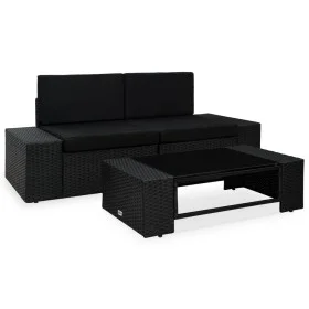 Garden furniture set 3 pieces black synthetic rattan by vidaXL, Modular outdoor sofas - Ref: Foro24-49507, Price: 185,60 €, D...
