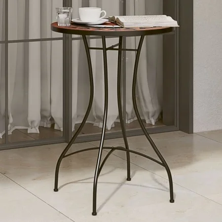 Mesa de bistró de mosaico cerámica terracota y blanco Ø50x70 cm de vidaXL, Mesas de jardín - Ref: Foro24-4003401, Precio: 81,...