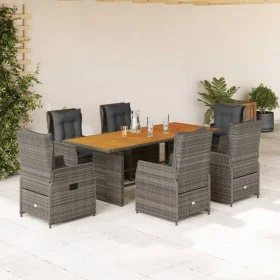 Set comedor jardín 7 pzas y cojines ratán sintético gris de vidaXL, Conjuntos de jardín - Ref: Foro24-3262785, Precio: 869,70...