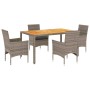 Set de comedor jardín 5 pzas con cojines ratán PE acacia gris de vidaXL, Conjuntos de jardín - Ref: Foro24-3278677, Precio: 3...