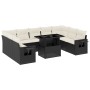Set de sofás de jardín 10 pzas cojines ratán sintético negro de vidaXL, Conjuntos de jardín - Ref: Foro24-3268106, Precio: 60...