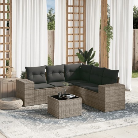 Set de muebles de jardín 6 pzas y cojines ratán sintético gris en Conjuntos de jardín | Comprar online en Foru.es
