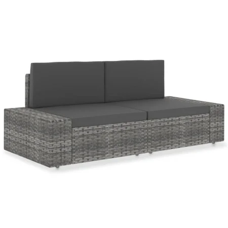Sofá seccional de 2 plazas de ratán sintético gris de vidaXL, Sofás modulares de exterior - Ref: Foro24-49525, Precio: 229,80...
