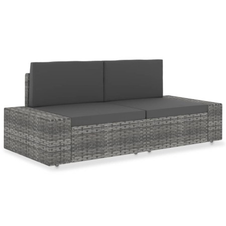 Sofá seccional de 2 plazas de ratán sintético gris de vidaXL, Sofás modulares de exterior - Ref: Foro24-49525, Precio: 209,33...