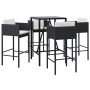 Mesa y taburetes altos jardín 5 pzas y cojines ratán PE negro de vidaXL, Conjuntos de jardín - Ref: Foro24-3200662, Precio: 4...