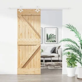Puerta corredera con herrajes madera maciza de pino 80x210 cm de vidaXL, Puertas - Ref: Foro24-3203159, Precio: 219,12 €, Des...