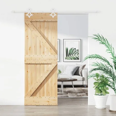 Schiebetür mit Beschlägen aus massivem Kiefernholz 80x210 cm von vidaXL, Türen - Ref: Foro24-3203159, Preis: 219,12 €, Rabatt: %