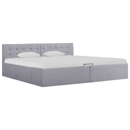 Cama hidráulica con almacenaje y LED tela gris claro 180x200 cm de vidaXL, Camas y somieres - Ref: Foro24-285581, Precio: 358...
