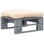 Otomana de palés para jardín madera gris y cojín color arena de vidaXL, Otomanas de exterior - Ref: Foro24-275281, Precio: 60...