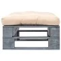 Otomana de palés para jardín madera gris y cojín color arena de vidaXL, Otomanas de exterior - Ref: Foro24-275281, Precio: 60...