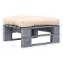 Otomana de palés para jardín madera gris y cojín color arena de vidaXL, Otomanas de exterior - Ref: Foro24-275281, Precio: 60...