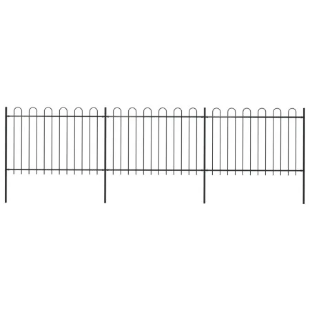 Gartenzaun mit schwarzen Stahlringspitzen 5,1 x 1,2 m von vidaXL, Zaunpaneele - Ref: Foro24-277667, Preis: 181,11 €, Rabatt: %