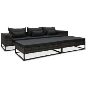 Set de sofás de jardín con cojines 5 pzas ratán sintético gris de vidaXL, Sofás de exterior - Ref: Foro24-49531, Precio: 841,...