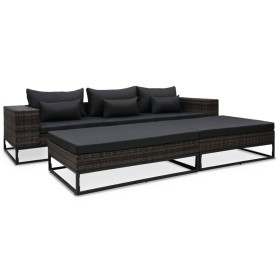 Set de sofás de jardín con cojines 5 pzas ratán sintético gris de vidaXL, Sofás de exterior - Ref: Foro24-49531, Precio: 853,...