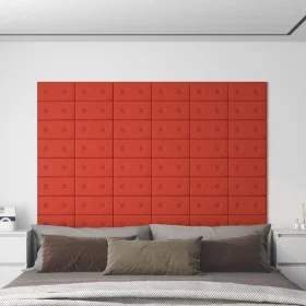 Paneles de pared 12 uds cuero sintético rojo 30x15 cm 0,54 m² de vidaXL, Recubrimiento de paredes - Ref: Foro24-343969, Preci...