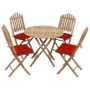Set de comedor de jardín plegable 5 piezas con cojines bambú de vidaXL, Conjuntos de jardín - Ref: Foro24-3063981, Precio: 27...