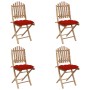 Set de comedor de jardín plegable 5 piezas con cojines bambú de vidaXL, Conjuntos de jardín - Ref: Foro24-3063981, Precio: 27...