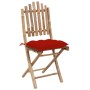 Set de comedor de jardín plegable 5 piezas con cojines bambú de vidaXL, Conjuntos de jardín - Ref: Foro24-3063981, Precio: 27...