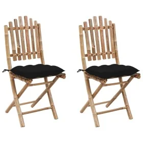 Folding garden chairs with cushions 2 units bamboo by vidaXL, Garden chairs - Ref: Foro24-3064009, Price: 113,00 €, Discount: %
