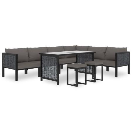 Muebles de jardín 9 pzas y cojines ratán sintético antracita de vidaXL, Conjuntos de jardín - Ref: Foro24-49405, Precio: 984,...