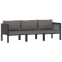 Sofá de 3 plazas con cojines ratán sintético antracita de vidaXL, Conjuntos de jardín - Ref: Foro24-49400, Precio: 381,14 €, ...