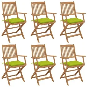 Sillas de jardín plegables 6 uds y cojines madera maciza acacia de vidaXL, Sillas de jardín - Ref: Foro24-3074966, Precio: 33...