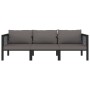 Sofá de 3 plazas con cojines ratán sintético antracita de vidaXL, Conjuntos de jardín - Ref: Foro24-49400, Precio: 381,14 €, ...