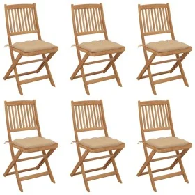 Sillas de jardín plegables 6 uds y cojines madera maciza acacia de vidaXL, Sillas de jardín - Ref: Foro24-3075012, Precio: 30...