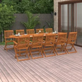 Set de comedor de jardín 11 piezas madera maciza de acacia de vidaXL, Conjuntos de jardín - Ref: Foro24-3086978, Precio: 754,...